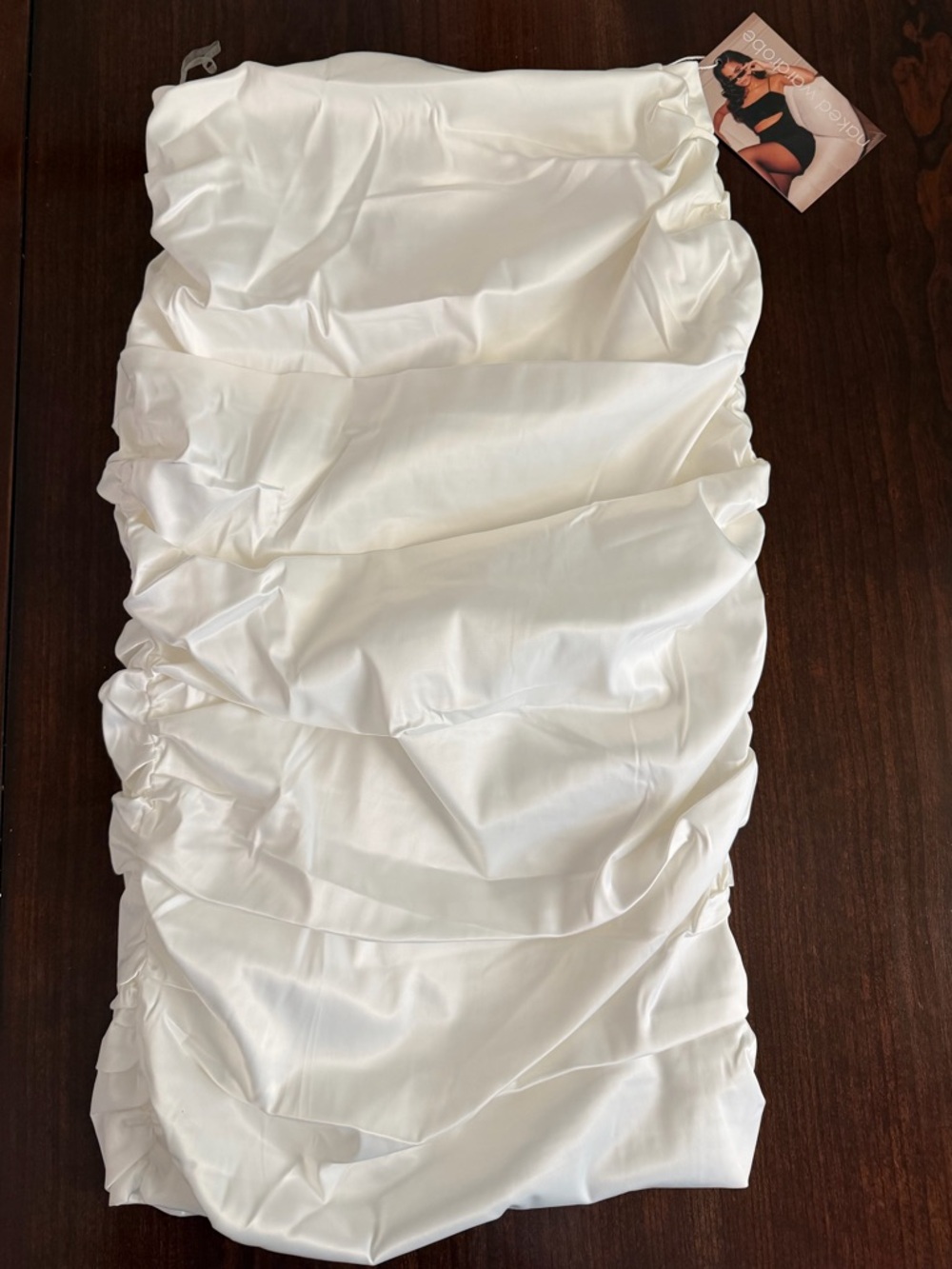 Naked Wardrobe The Statement Ivory Ruched MidiSkirt